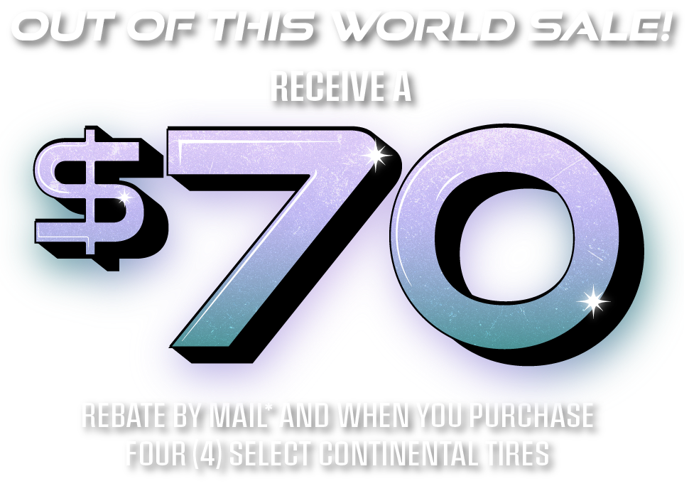 This October, when your purchase a set of 4 qualifying Continental tires between October 1 - 31, 2026 and receive a Prepaid Card by mail-in or online submission rebate.